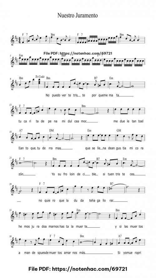 Nuestro Juramento piano sheet music free pdf