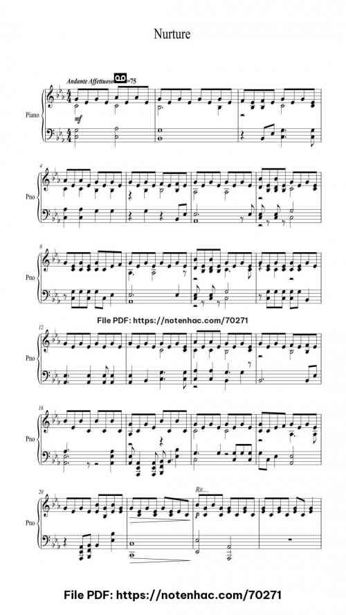 Nurture in Eb Major / C Minor piano sheet music free pdf