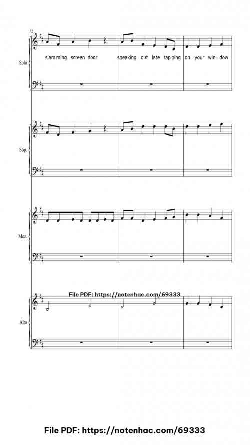 Our Song piano sheet music free pdf