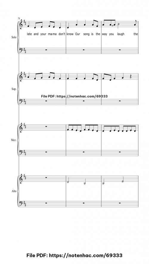 Our Song piano sheet music free pdf