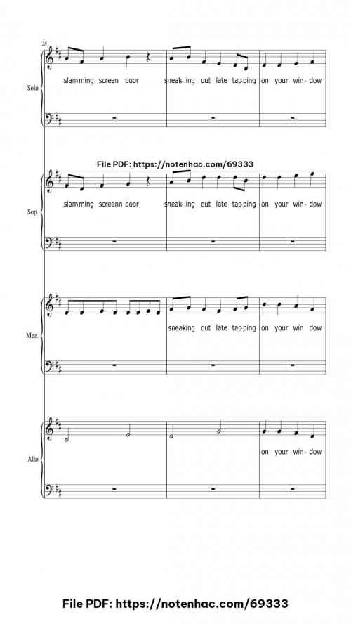 Our Song piano sheet music free pdf