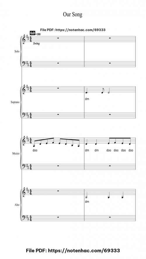Our Song piano sheet music free pdf