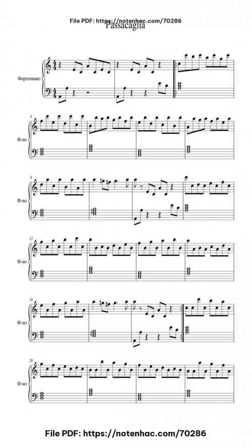 Passacaglia in G Minor, HWV 432 by Georg Friedrich Händel Level Beginner
