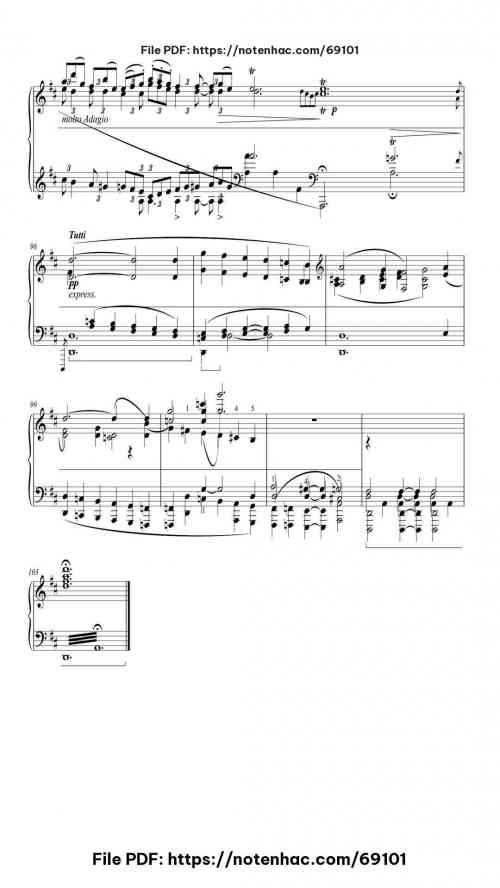 Piano Concerto No. 1 in D Minor, Op. 15: II. Adagio (arr. for piano solo) piano sheet music free pdf