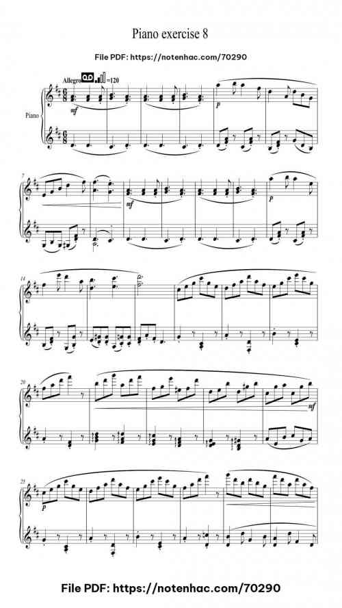 Piano Exercise 8 - Ken piano sheet music free pdf