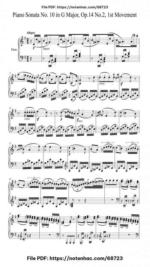 piano sonata no 10 in g major op 14 no 2 1st movement
