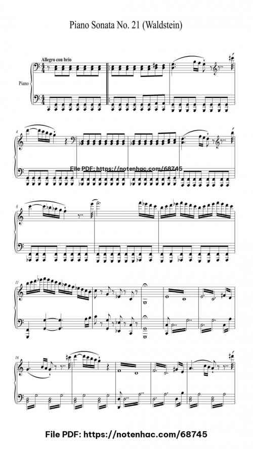 piano sonata no 21 in c major op 53 waldstein i allegro con brio