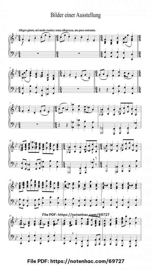 Pictures at an Exhibition piano sheet music free pdf