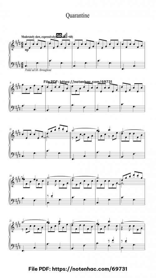 Quarantine (First Man) piano sheet music free pdf