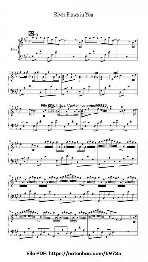 River Flows in You piano sheet music free pdf