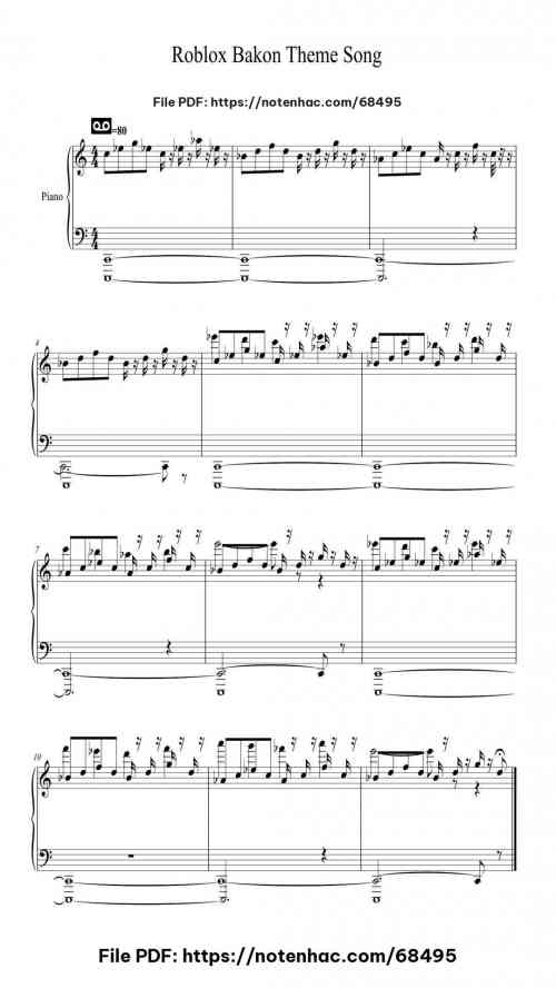 Roblox Bakon Theme Song by Daniel_Playz Level Intermediate 2 Roblox Bakon Theme Song piano sheet music free pdf