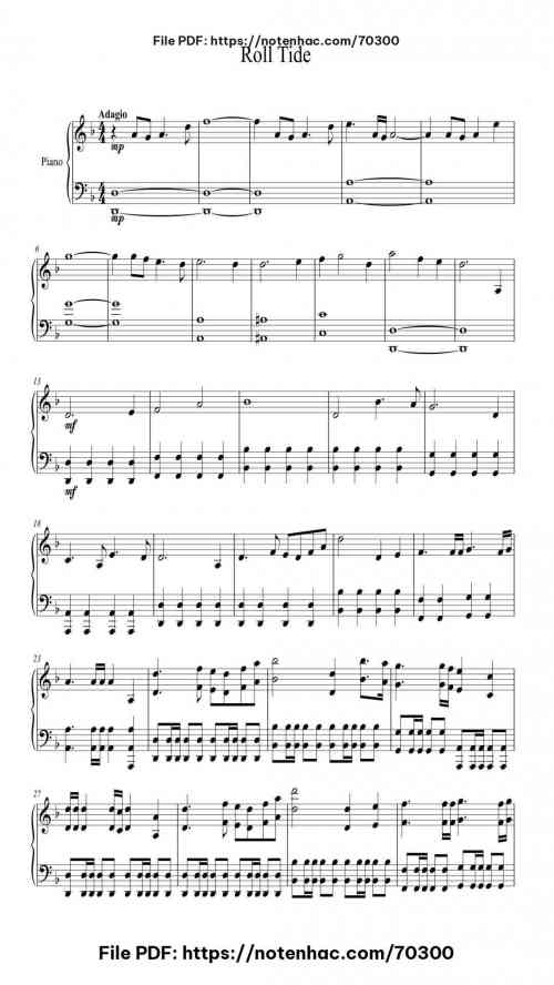 Roll Tide (Crimson Tide Theme) piano sheet music free pdf