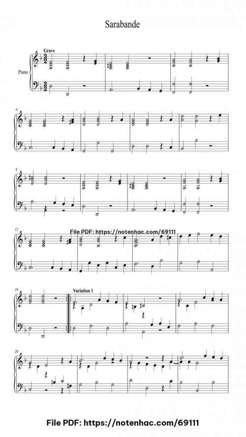 sarabande from suite in d minor hwv 437