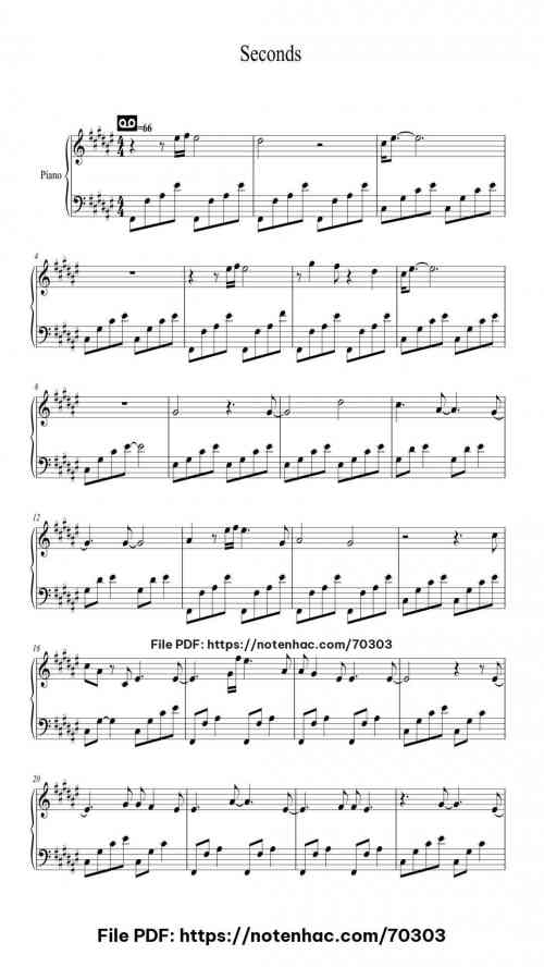 Seconds piano sheet music free pdf