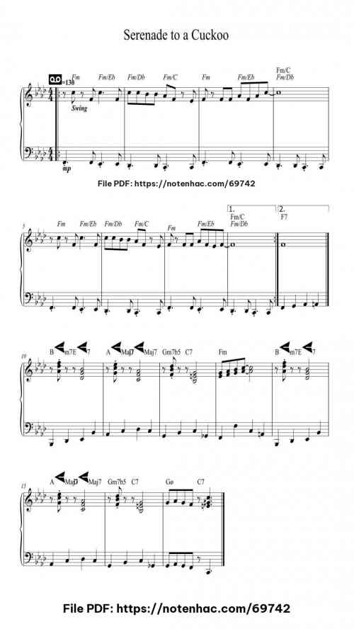 Serenade to a Cuckoo piano sheet music free pdf
