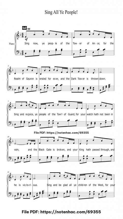 Sing All Ye People! piano sheet music free pdf