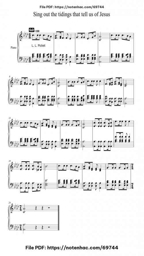 Sing out the Tidings That Tell Us of Jesus piano sheet music free pdf