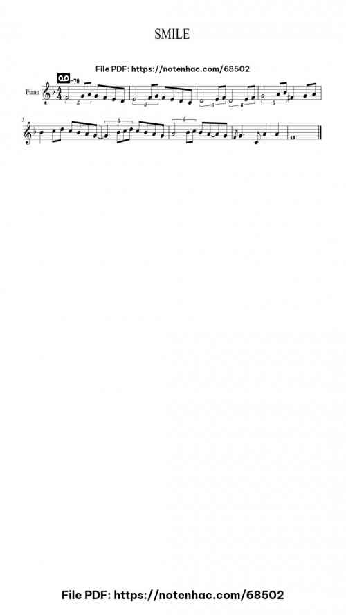 SMILE by Charlie Chaplin Level Intermediate 2 SMILE piano sheet music free pdf