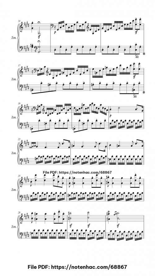 Sonata No. 14 "Moonlight" 3rd Movement piano sheet music free pdf