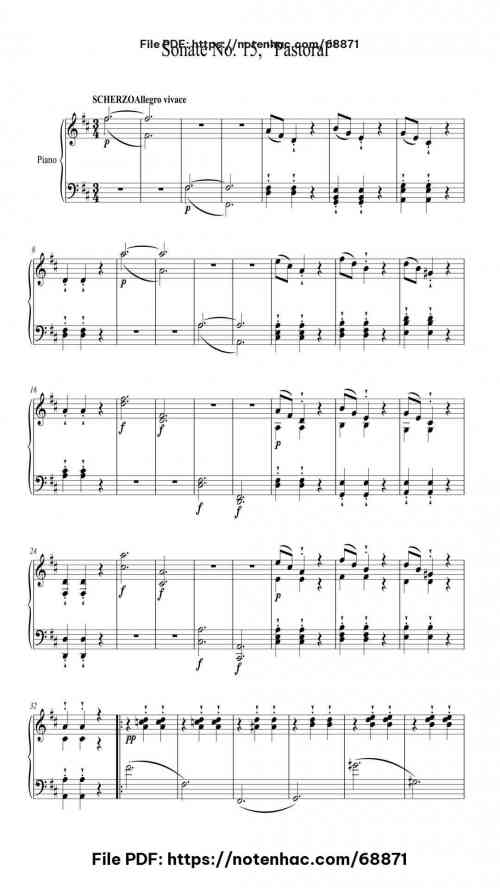 sonata no 15 in d major op 28 pastoral iii scherzo allegro vivace
