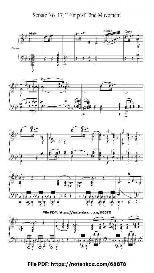sonata no 17 in d minor op 31 no 2 tempest ii adagio