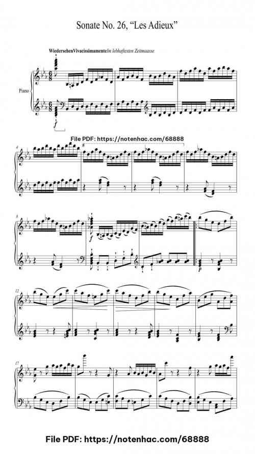 sonata no 26 in e flat major op 81a les adieux iii das wiedersehen vivacissimamente