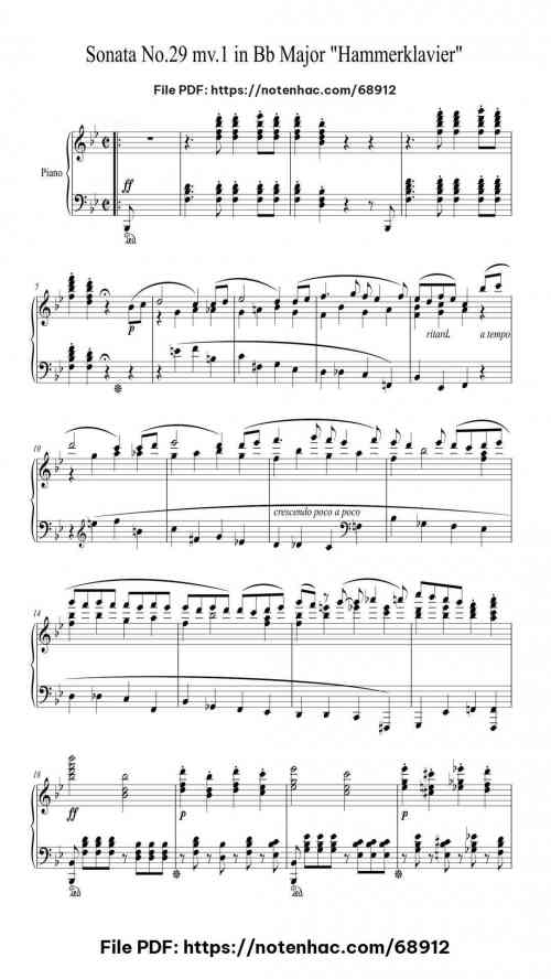 sonata no 29 in b flat major op 106 hammerklavier i allegro