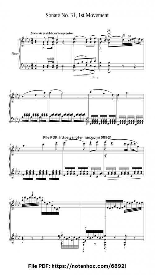 sonata no 31 in a flat major op 110 i moderato cantabile molto espressivo