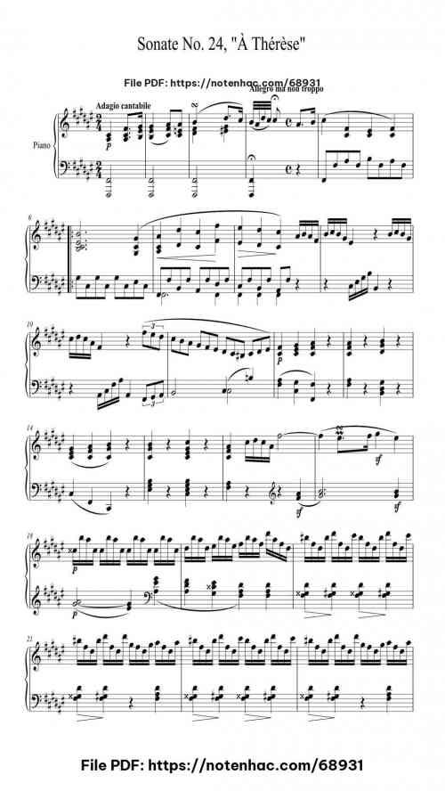sonate no 24 in f sharp major op 78 a therese i adagio cantabile allegro ma non troppo