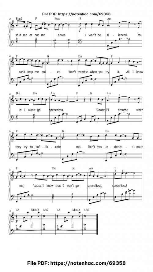 Speechless from Aladdin piano sheet music free pdf
