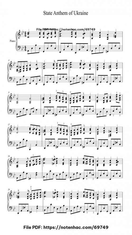 State Anthem of Ukraine piano sheet music free pdf
