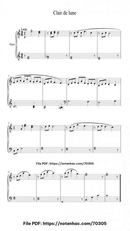 Suite bergamasque: III. Clair de lune piano sheet music free pdf