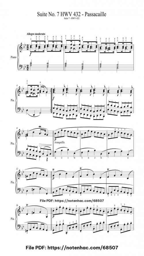 Suite No. 7 in G Minor, HWV 432: VI. Passacaille by Georg Friedrich Händel Level Intermediate 5 Suite No. 7 in G Minor, HWV 432: VI. Passacaille piano sheet music free pdf