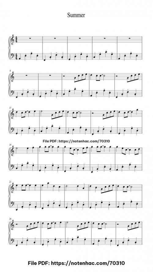 Summer piano sheet music free pdf
