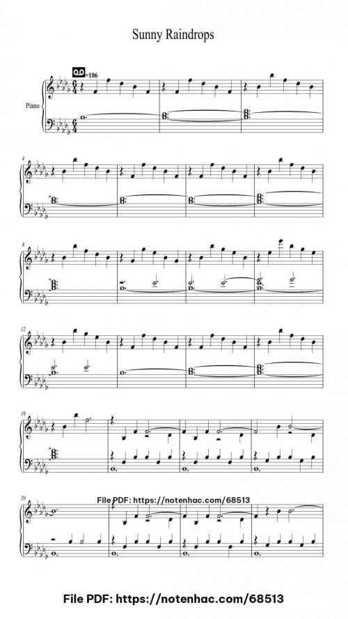 Sunny Raindrops by Martin Stock Level Intermediate 6 Sunny Raindrops piano sheet music free pdf