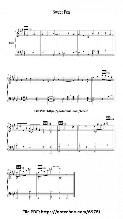 Sweet Pea piano sheet music free pdf