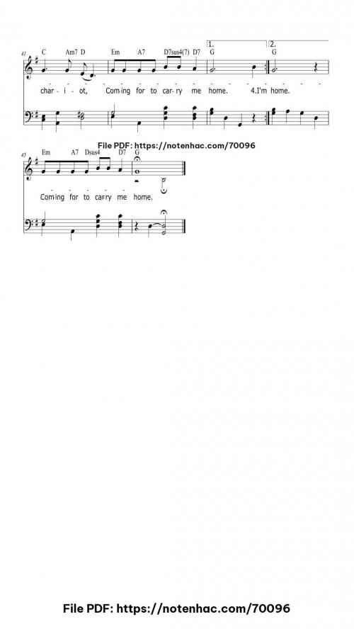 Swing Low, Sweet Chariot piano sheet music free pdf