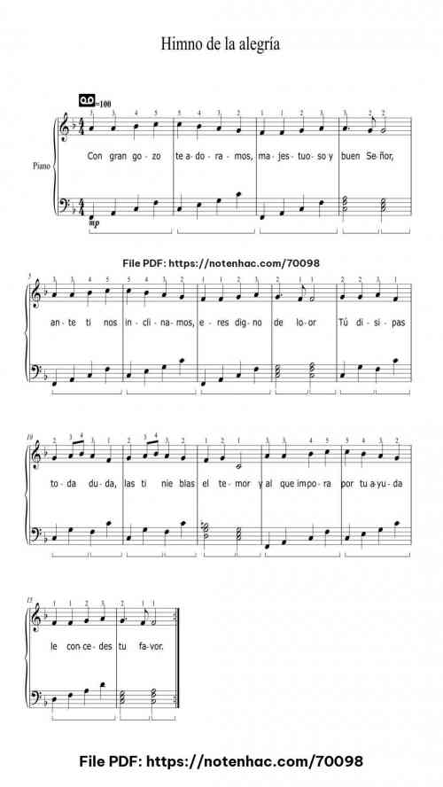 Symphony No. 9 in D Minor, Op. 125 "Choral": IV. Ode to Joy piano sheet music free pdf