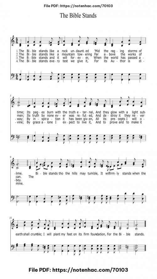 The Bible Stands piano sheet music free pdf