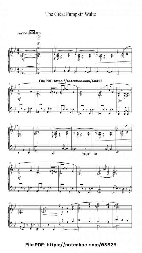 The Great Pumpkin Waltz by Vince Guaraldi Level Intermediate 3 The Great Pumpkin Waltz piano sheet music free pdf