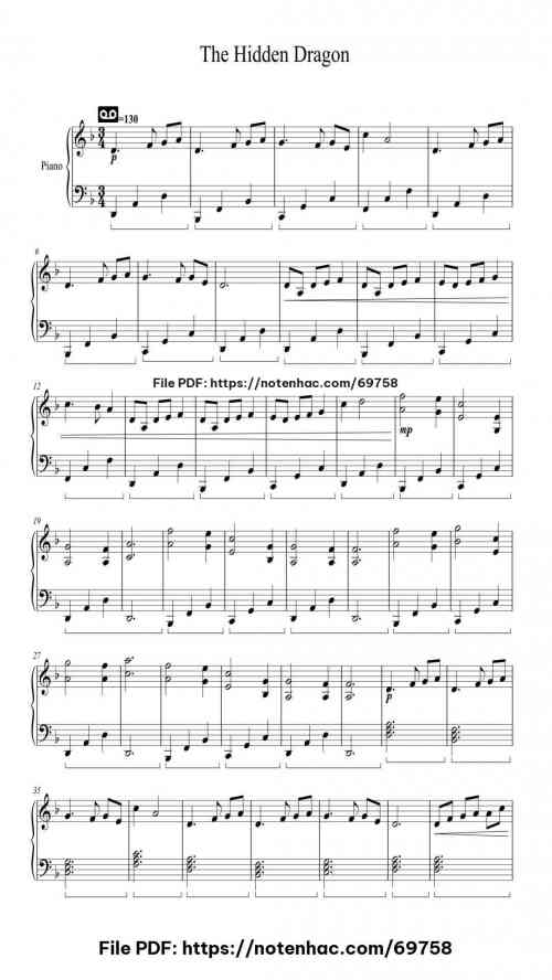 The Hidden Dragon piano sheet music free pdf