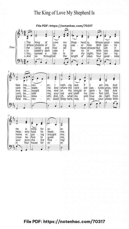 The King of Love My Shepherd Is piano sheet music free pdf