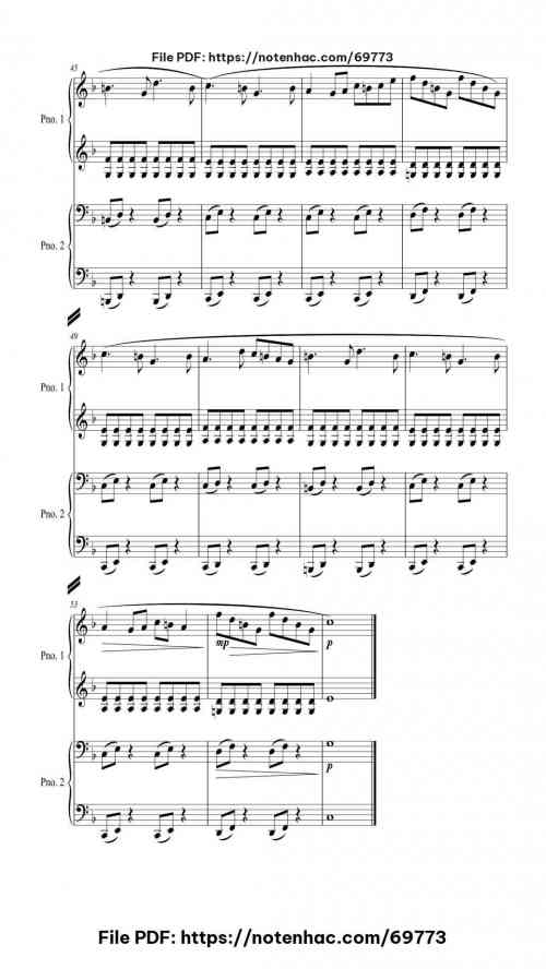 The Major Contest for 4 Hands piano sheet music free pdf