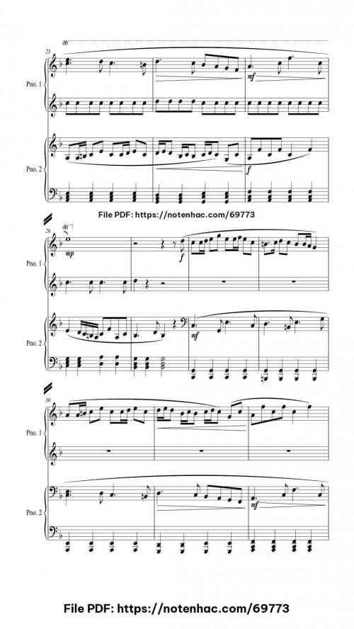 The Major Contest for 4 Hands piano sheet music free pdf