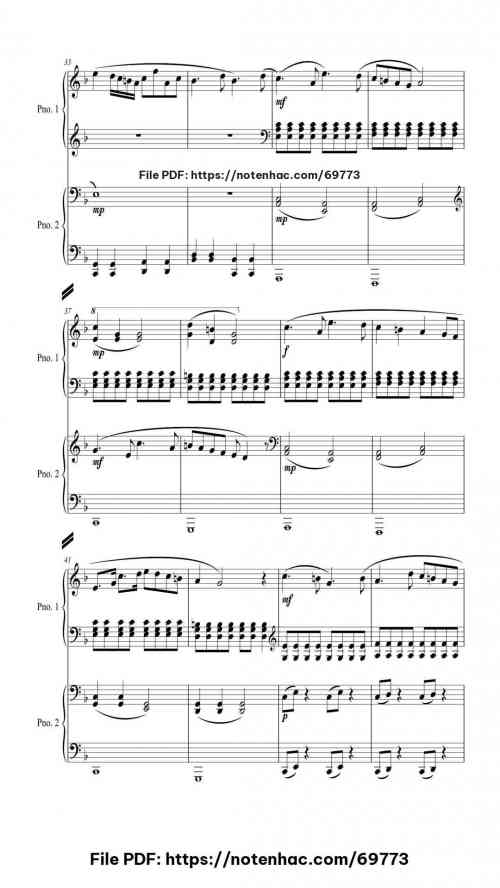 The Major Contest for 4 Hands piano sheet music free pdf