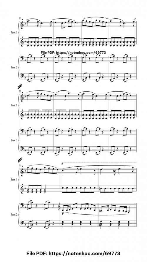The Major Contest for 4 Hands piano sheet music free pdf