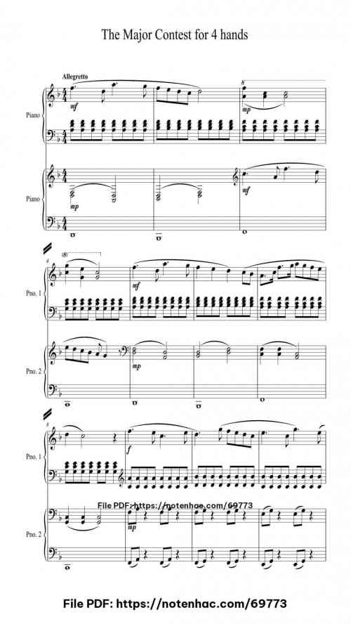 The Major Contest for 4 Hands by Yvesmeg Todrey Level Beginner