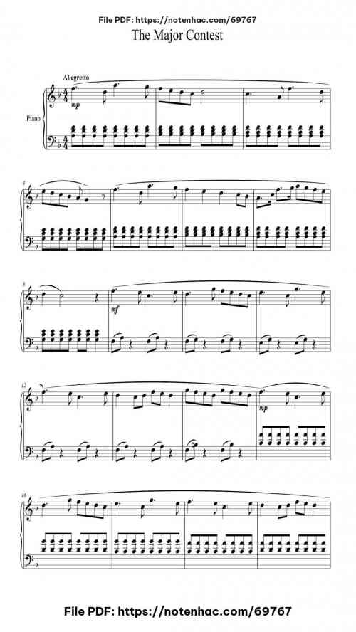 The Major Contest Piano Solo piano sheet music free pdf