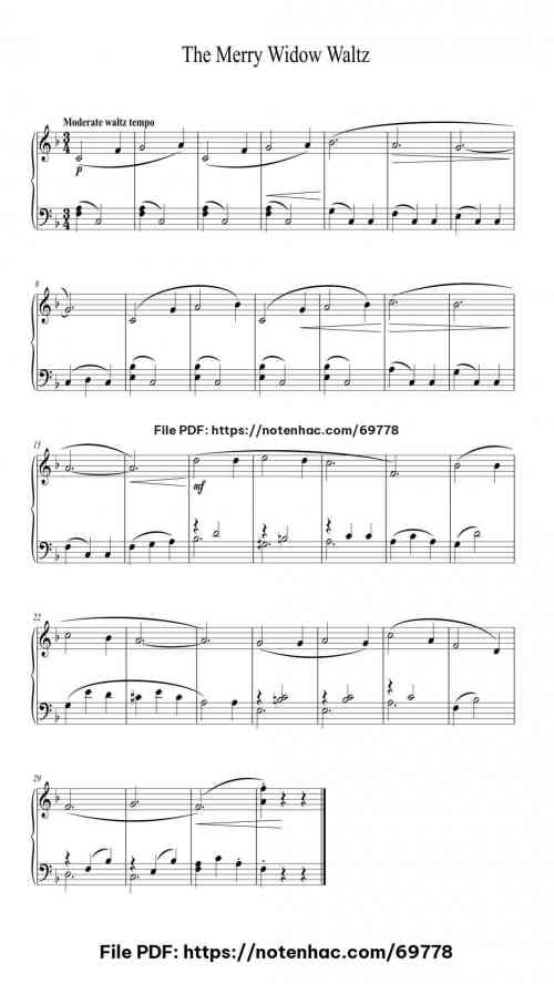 The Merry Widow Waltz piano sheet music free pdf