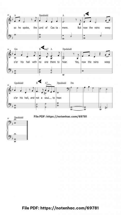 The Rains of Castamere piano sheet music free pdf